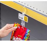Alplas Pack of 20 Natural Fast Load 12 Product Hanging Merchandising Clip Strip - for Supermarket & Retail Stores Crisps Sweets Snacks Stationery Item Displays - 580mm Long x 25mm