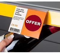 Alplas Pack of 50 Clear 210mm Data Hinge Barker Shelf Edge Promotion Information Ticket Holder - for Supermarket & Retail Shop Shelving Transparent in Store Label Price Tags Promos Card Display