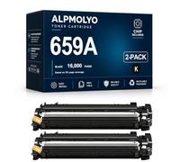 ALPMOLYO 659A High Yield Compatible Toner Cartridge Replacement for W2010A W2011A W2013A W2012A 659A, Fits HP Color LaserJet Enterprise M856dn 856x M776dn 77, Black,2 Pack
