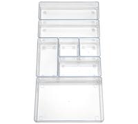 ALPOONS® - Drawer organiser (7 transparent) with non-slip pads for an extra stable hold. Dressing table organiser for a clear overview. Drawer organiser for office organisation