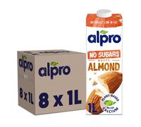 Alpro Almond Drink - No Sugars - Unsweetened Plant-Based Long Life Dairy Free & Lactose Free Milk Alternative - 1L (Pack of 8)