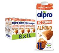Alpro Almond No Sugars Plant-Based Long Life Drink, Vegan & 1 l (Pack of 8)