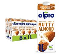 Alpro Almond Plant-Based Long Life Drink, Vegan & Dairy Free, 1L (Pack of 8)