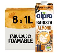 Alpro Barista Almond Plant-Based Long Life Drink, Vegan & Dairy Free, 1L (Pack of 8)