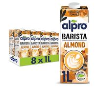 Alpro Barista Almond Plant-Based Long Life Drink, Vegan & Dairy Free, 1L (Pack of 8)