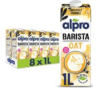 Alpro Barista Foamable Oat Plant-Based Long Life Drink - Great for Coffee Foam - Vegan Dairy Free & Lactose Free - 1L (Pack of 8)