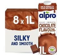 Alpro Chocolate Soya Plant-Based Long Life Drink, Vegan & Dairy Free, 1L (Pack of 8)