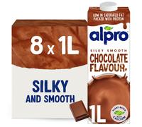 Alpro Chocolate Soya Drink - Plant-Based Long Life Dairy Free & Lactose Free Milk Alternative - 1L (Pack of 8)