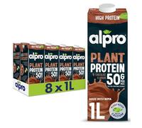 Alpro Chocolate Soya High Protein Plant-Based Long Life Drink - Vegan Dairy Free & Lactose Free Milk Alternative - 1 Litre (Pack of 8)