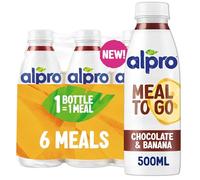 Alpro Meal To Go Chocolate & Banana Flavour, Ready-To-Drink Meal Replacement Drink, Vegan Protein Shake, Dairy Free, 20g Protein, 26 Vitamins & Minerals, No Artificial Sweeteners, 6x500mL
