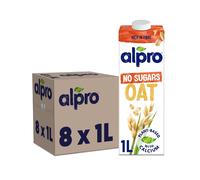 Alpro Oat Drink - No Sugars - 100% British Oats - Unsweetened Plant-Based Long Life Dairy Free & Lactose Free Milk Alternative - 1L (Pack of 8)