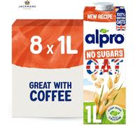Alpro Oat No Sugars Plant-Based Long Life Drink - 100% 1 l (Pack of 8), White