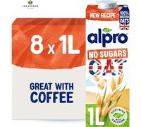 Alpro Oat No Sugars Plant-Based Long Life Drink - 100% Bitish 1 l (Pack of 8)