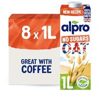 Alpro Oat No Sugars Plant-Based Long Life Drink - 100% Bitish Oats - Unsweetened - Vegan Dairy Free & Lactose Free Milk Alternative - 1L (Pack of 8)