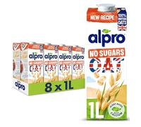 Alpro Oat No Sugars Plant-Based Long Life Drink - 100% British Oats - Unsweetened - Vegan Dairy Free & Lactose Free Milk Alternative - 1L (Pack of 8)