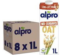 Alpro Oat No Sugars Plant-Based Long Life Drink, Vegan & Dairy Free, 1L (Pack of 8)