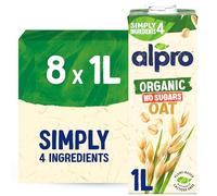 Alpro Organic Oat No Sugars Long Life Dairy Free Drink 1L (Pack of 8)