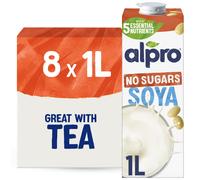 Alpro Soya Drink - No Sugars - Unsweetened Plant-Based Long Life Dairy Free & Lactose Free Milk Alternative - 1L (Pack of 8)