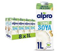 Alpro Soya Light Plant-Based Long Life Drink - Vegan Dairy Free & Lactose Free Milk Alternative - 1L (Pack of 8)