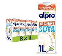 Alpro Soya No Sugars Plant-Based Long Life Drink, Vegan & Dairy Free, 1L (Pack of 8)