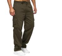ALPS ATG Mens Thermal Fleece Lined Cargo Combat Trousers Elasticated Waist Walking Outdoor Hiking Multi Pockets Water Resistant Pants, Olive, 3XL