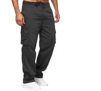 ALPS ATG Mens Thermal Fleece Lined Cargo Combat Trousers Elasticated Waist Walking Outdoor Hiking Multi Pockets Water Resistant Pants, Charcoal, M