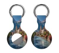 Alps in The Summer Cute Keychain Holder Case Soft GPS Tracker Cover Silicone Shell Protective Compatible for AirTag