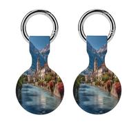 Alps in The Summer Cute Keychain Holder Case Soft GPS Tracker Cover Silicone Shell Protective Compatible for AirTag