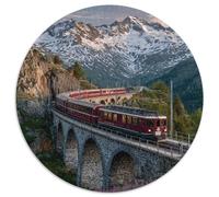 Alps Jigsaw Puzzles Red Train Crosses The Arched Bridge Challenge Toy Educational Games Home Decoration for Adults& Teenager Age 14 Years Up 1000pcs (67.5x67.5cm)