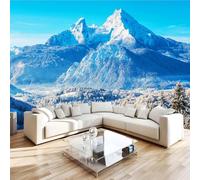 Alps Mountain Range Photo Wallpaper 59"x42" Mount Watzman 3D Effect Panoramic Wall Murals Non-Woven Wall Paper for Bedroom Living Room TV Backdrop,Easy to Install W-954