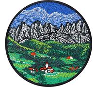 Alps Mountains Patch Weatherproof Embroidered sew-on Image Save The World Outdoor Badge Friends of Nature Environmental Protection Fabric Applique to Iron on All Fabrics - 80X80 mm