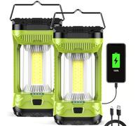 AlpsWolf 1000 Lumens Rechargeable Camping Lantern - 4000mAh Phone Charger, IPX4 Waterproof, 4 Light Modes & SOS Strobe, LED Flashlight Lantern for Camping, Power Outage, Emergencies (2 Packs-Green)