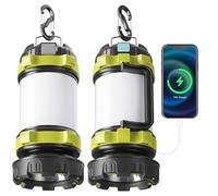 Alpswolf Camping Lantern Rechargeable, 4000mAh Camping Flashlight 6 Modes LED Lantern Portable Rechargeable Lanterns for Power Outage, Emergencies Light for Hiking, Green, 2 Packs