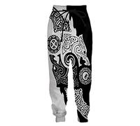 ALPTEC Norse Mythology Viking Sweatpants Wolf Tattoo Jogger Pants Mens Lounge 3D Print Lightweight Joggers With Pockets (Color : Wolf, Size : M)