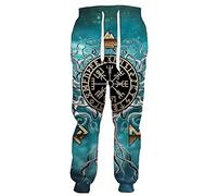 ALPTEC Norse Viking Jogger Sweatpants Helm Of Awe Pattern Mens Athletic Pants Streetwear Hip Hop Lounge Pants With Pockets (Color : Runes, Size : L)