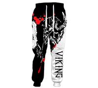 ALPTEC Norse Viking Sweatpants Joggers Pants Skull Pattern Mens Tall Sweatpants 3D Print Wide Tapered Pants With Pockets (Color : Skull, Size : M)