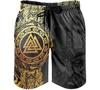 ALPTEC Novelty Viking Exercise Shorts Norse Rune Pattern Swimming Trunks Summer Beach Shorts Quick Dry Sports Gym Shorts (Color : Viking, Size : XL)