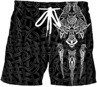 ALPTEC Viking Beach Shorts Norse Myth Fenrir Wolf Totem Swimming Trunks Casual Exercise Shorts Quick Dry Gym Athletic Shorts (Color : Wolf B, Size : L)