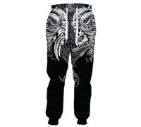 ALPTEC Viking Sweatpants Norse Mythology Jogger Pants Odin Tattoo 3D Print Lounge Lightweight Joggers Wide Pants With Pockets (Color : Odin, Size : M)