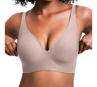 ALQFHFY Deep V Bras for Women,Jelly Wireless Bra for Womens,Push Up Seamless Bralettes T-Shirt Bras,Comfortable Wireless Plunge T Shirt Bra with Adjustable Straps Gray