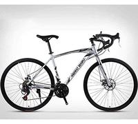 ALQPPM 26-Inch Road Bicycle, 24-Speed Bikes, Double Disc Brake, High Carbon Steel Frame, Road Bicycle Racing,Red/Sier