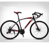 ALQPPM 26-Inch Road Bicycle, 24-Speed Bikes, Double Disc Brake, High Carbon Steel Frame, Road Bicycle Racing,Red/Black