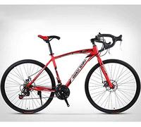 ALQPPM 26-Inch Road Bicycle, 24-Speed Bikes, Double Disc Brake, High Carbon Steel Frame, Road Bicycle Racing,Red/Red