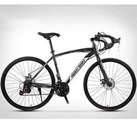 ALQPPM 26-Inch Road Bicycle, 24-Speed Bikes, Double Disc Brake, High Carbon Steel Frame, Road Bicycle Racing,Red/Grey