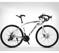 ALQPPM 26-Inch Road Bicycle, 24-Speed Bikes, Double Disc Brake, High Carbon Steel Frame, Road Bicycle Racing,Red/White