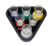 ALQSIM Billiards Pool Shot Glasses, Set of 6 with Rack Tray, Multicolor Pool Shot Glass Set and Shot Glasses Holder, Fun Sports Bar Drinking for Bar, Pub, Party, Nightclub