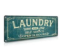 ALREAR Vintage Laundry Room Metal Sign Wall Art, Humorous Laundry Schedule Rules, 16 x 6 inches