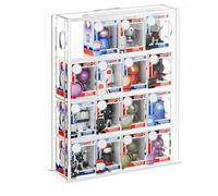 Alrens Acrylic Bittys Display Case, Minifigure Display Cabinet 4-Tier | clear acrylic Display Case for Funko Pop, holds 16 figures, wall mount or freestanding, for minifigures/collectibles/Pops
