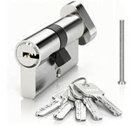 Alrens Door Lock with 5 Keys, Lock Barrel and Keys Set, Patio Door Lock, Front Door Locks, Euro Copper Cylinder Lock, Iron Zinc Alloy Lock Cylinder, Anti Picking, Anti Drill, Anti Snap, 30T/30 mm