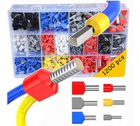 Alrens Double Strand Pre-Insulated Wire End Ferrules Set with 1200 Pieces Cable Lugs for 1.5 mm² to 16 mm² for Electrical Installations and Wago Terminal Applications